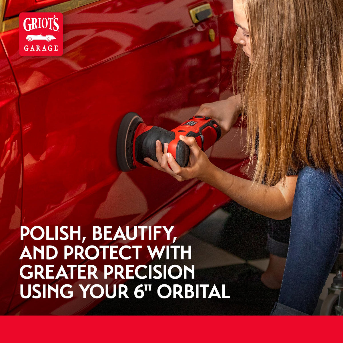 Griot's Garage black finishing pad showing refined paint sheen and reduced fine swirls