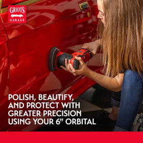 Griot's Garage black finishing pad showing refined paint sheen and reduced fine swirls