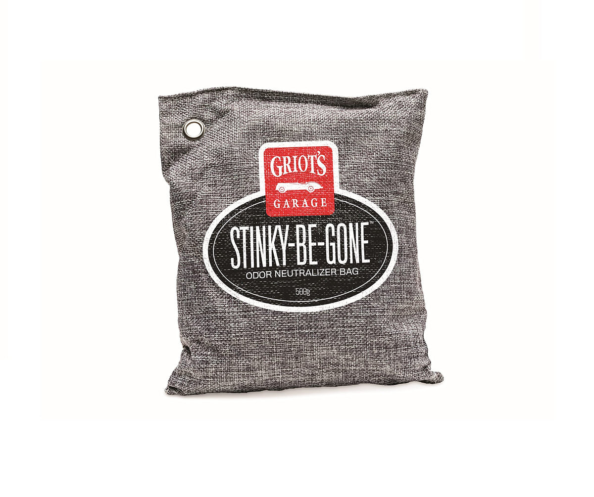 Griot's Garage front canvas pouch showing size and reusable odor control benefit