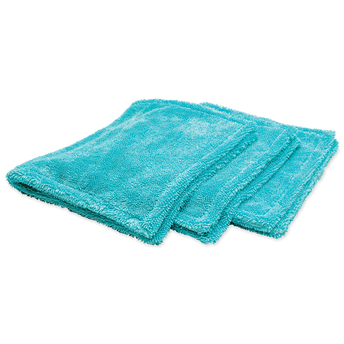 Griot's Garage front view of three edgeless towels showing compact set and branding benefits