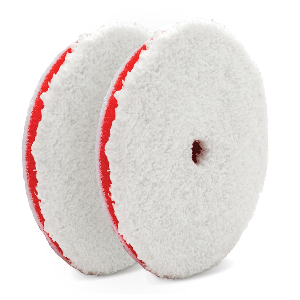Griot's Garage front view of two 6.5 inch microfiber polishing pads showing packaging benefit rapid correction