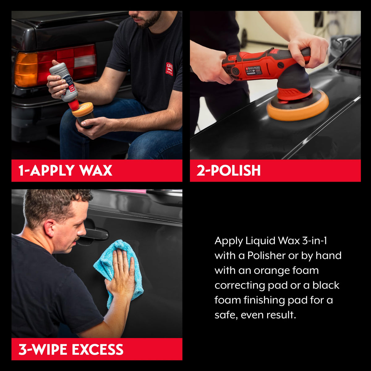 Griot's Garage used with orbital polisher showing effective swirl reduction and polish results