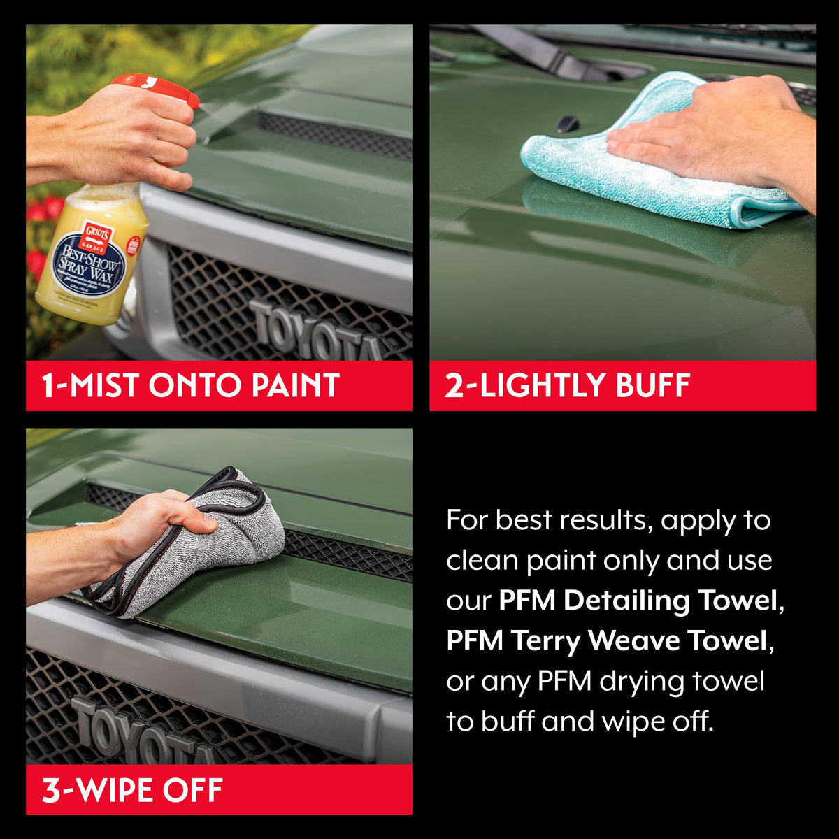 Griot's Garage buffing with microfiber delivering streak-free shine