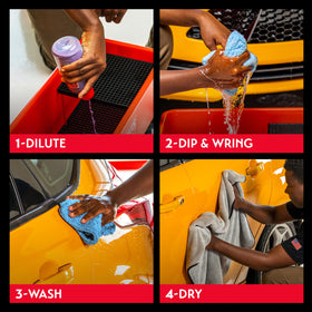 Griot's Garage microfiber wash pad in use demonstrating safe, scratch-free cleaning