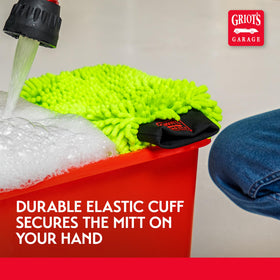 Griot's Garage mitt on hand showing fit and flexible control for detailing