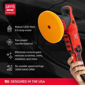 Griot's Garage 6.5" orange correcting pad close detail showing foam texture for consistent correction