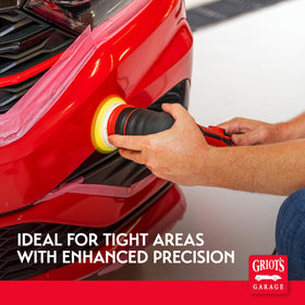 Griot's Garage pad backing plate attachment showing secure hook-and-loop fit
