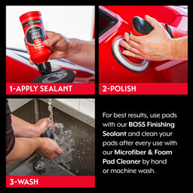 Griot's Garage pad being used by hand showing gentle application and precise control