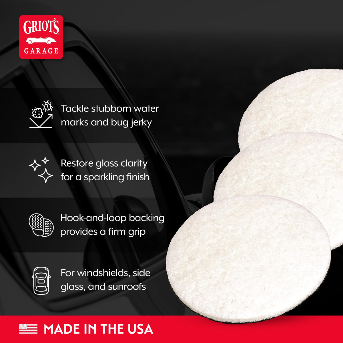 Griot's Garage pad hook-and-loop backing securely attaches to polisher