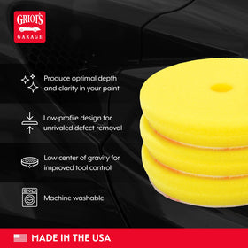 Griot's Garage pad mounted on orbital polisher demonstrating controlled polishing