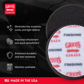 Griot's Garage pad back showing micro hook-and-loop for secure quick changes benefit