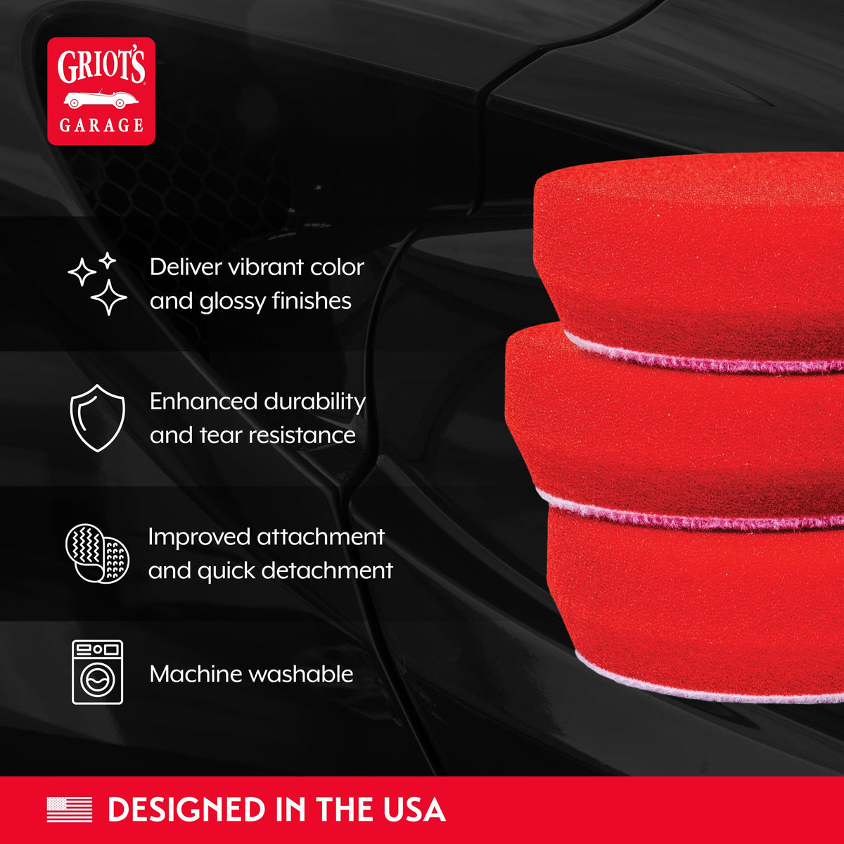 Griot's Garage waxing pad attached to backing plate for orbital polisher, stable grip