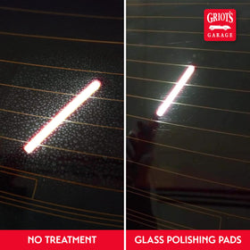 Griot's Garage pad on shower door removing water spots for streak-free glass