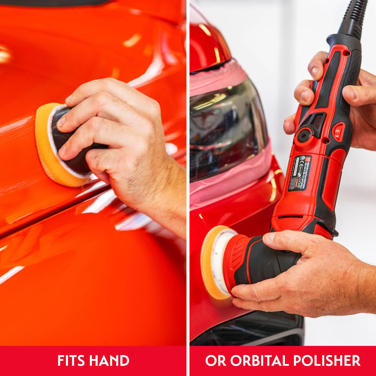 Griot's Garage pad size comparison in hand for precision spot work