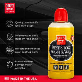 Griot's Garage rich foam clinging to car for safer wash lubricity