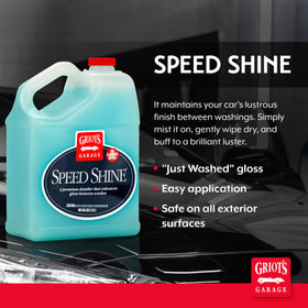 Griot's Garage bottle mid-spray mist demonstrating even coverage for faster cleaning