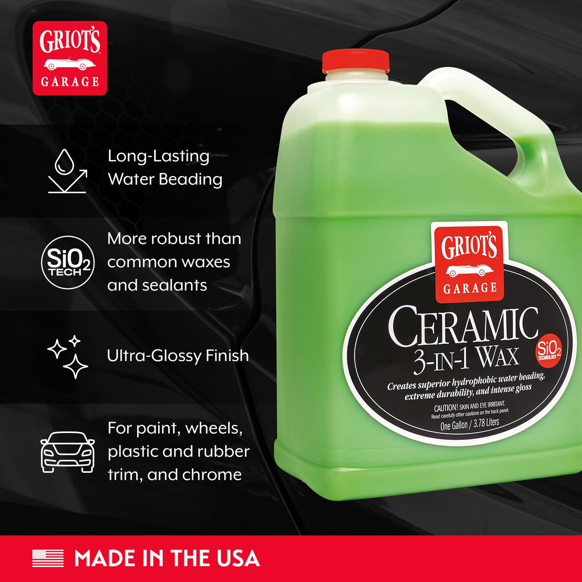 Griot's Garage spraying on car door illustrating simple spray-and-wipe application