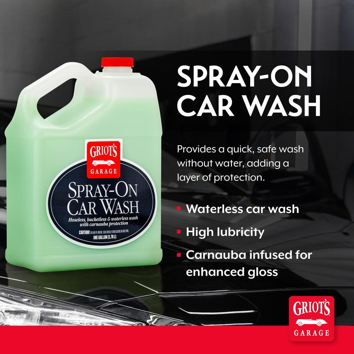 Griot's Garage spray mist on car panel demonstrating easy application and coverage