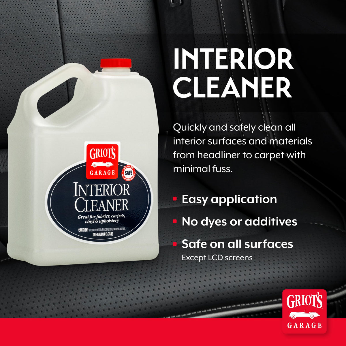 Griot's Garage spray applied to car seat for fast stain removal