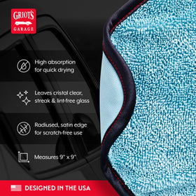 Griot's Garage tight microfiber weave close-up showing streak-free buffing benefit