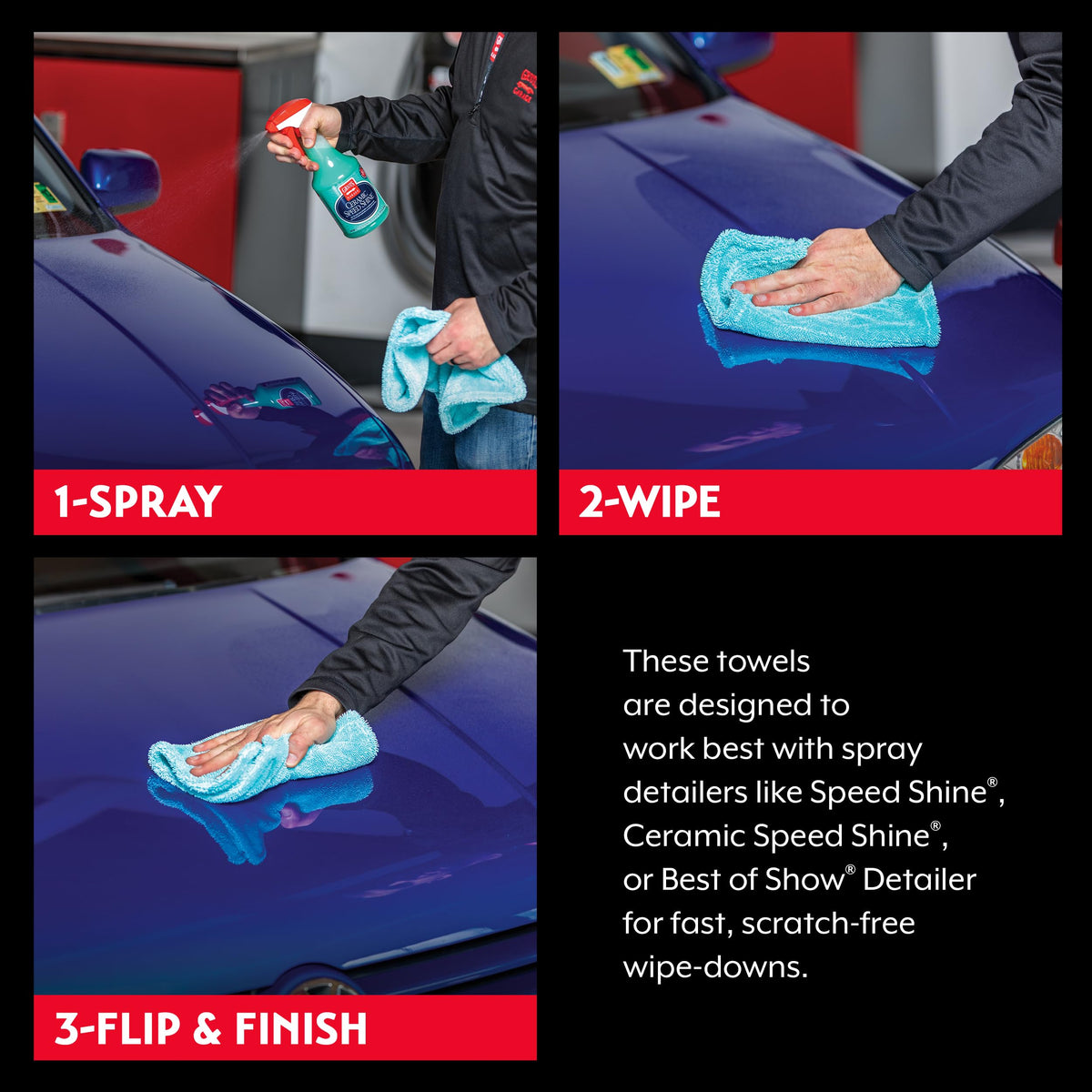 Griot's Garage towel wiping car paint demonstrating streak-free finish and safe contact