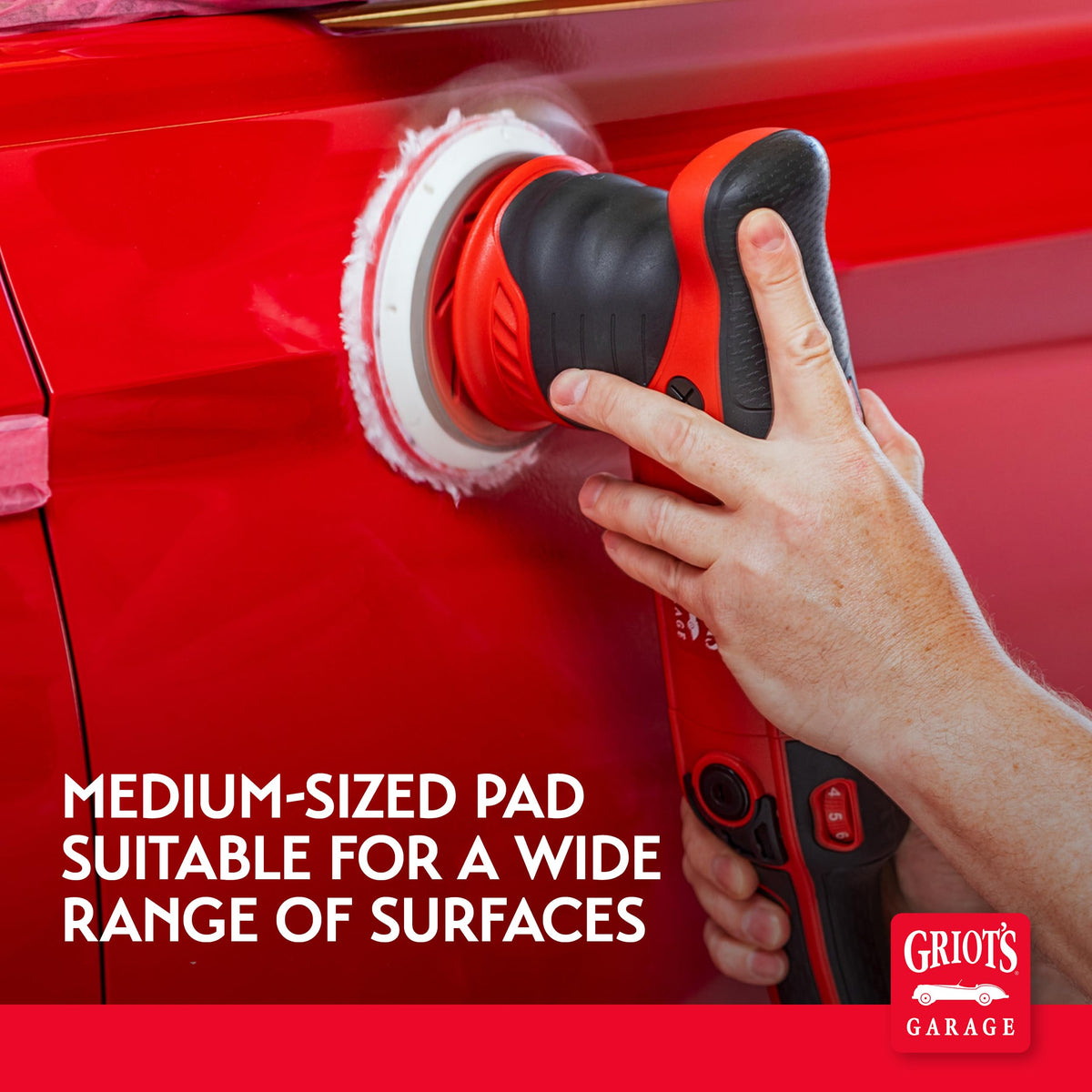Griot's Garage two pads side-by-side showing scale and ready-for-polisher convenience