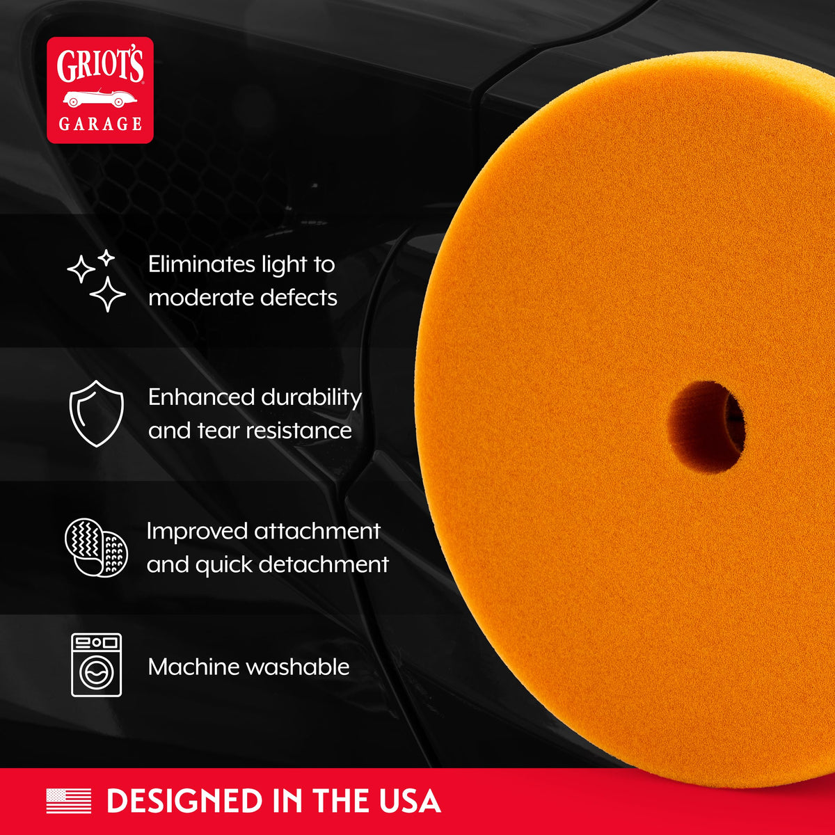 Griot's Garage pad hook-and-loop backing secure fit for stable machine use