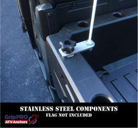 Grip PRO flag mounted on vehicle in trail setting conveying visibility benefit