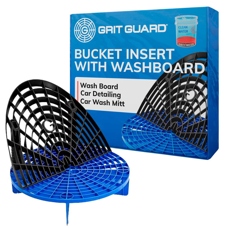 Grit Guard front view showing black blue combo and fit benefit