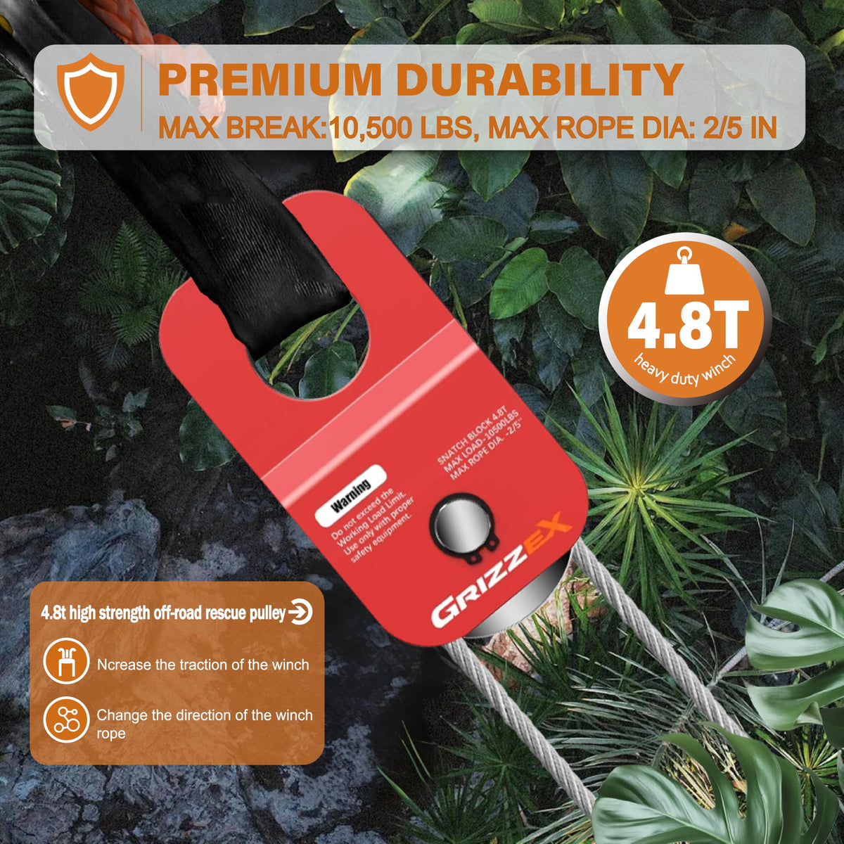 GRIZZEX mounted on synthetic rope showing line protection benefit
