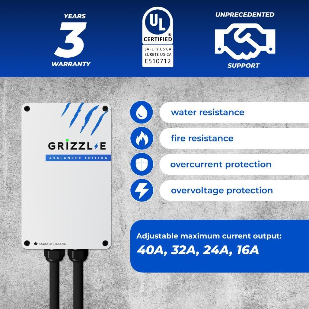 Grizzl-E Avalanche premium 24-foot cable coiled to show reach and flexible handling benefit