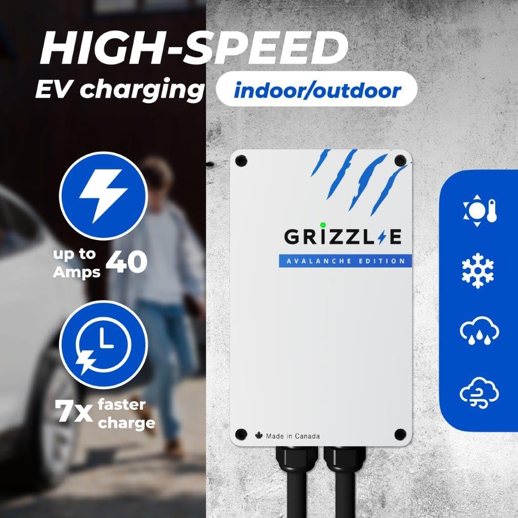 Grizzl-E Avalanche mounting plate and bracket visible for secure wall installation and convenience