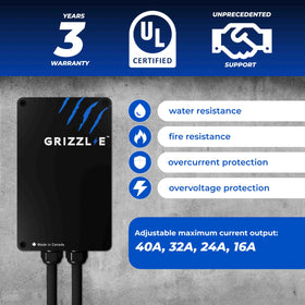 Grizzl-E Classic NEMA 14-50 plug close-up enabling easy installation