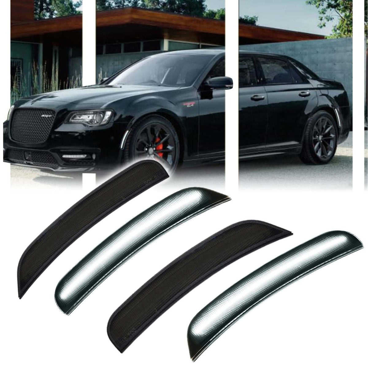 GSOWO front bumper marker front view showing smoked lens and OEM fitment benefit