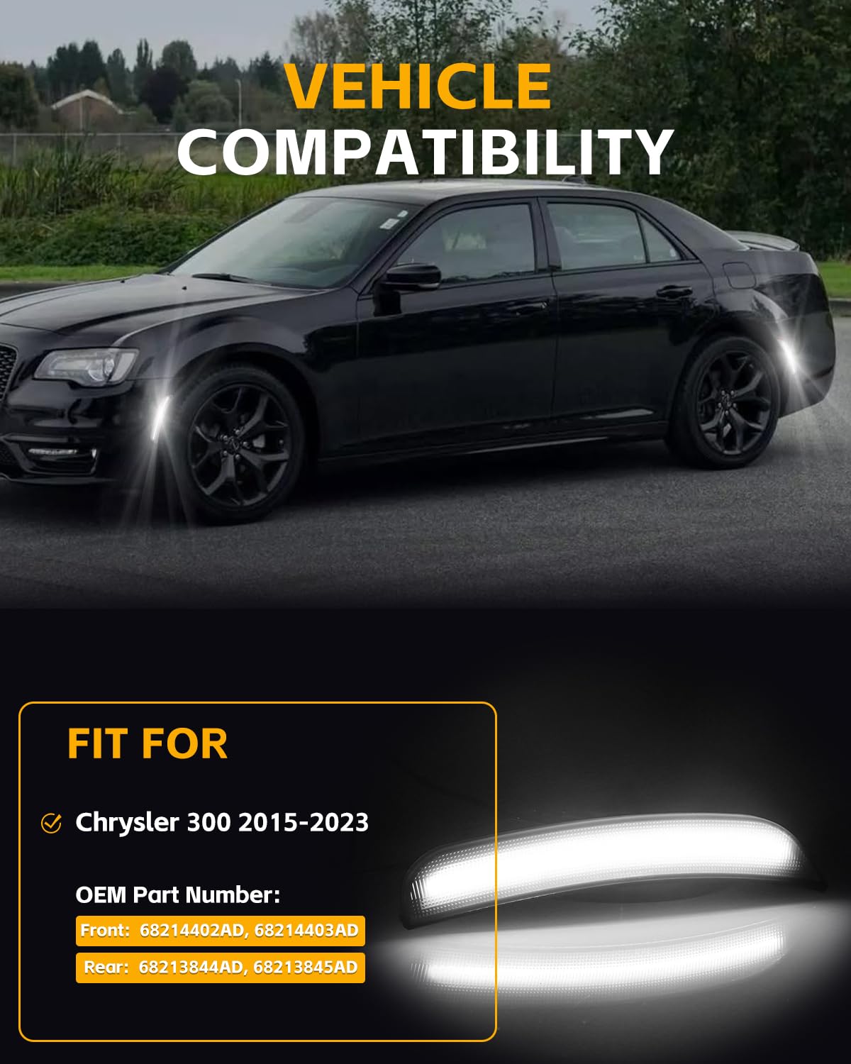 GSOWO markers installed on Chrysler 300 showing refreshed exterior style benefit