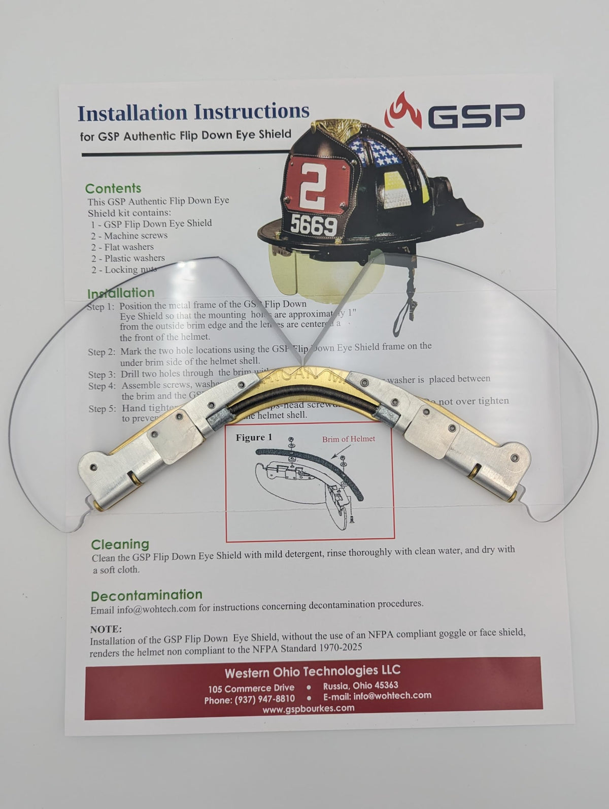 GSP Bourke mounted on fire helmet demonstrating easy install and low-profile fit