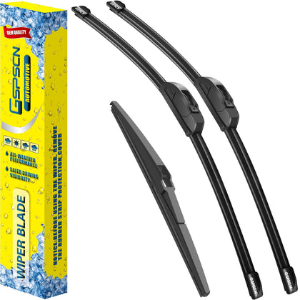 GSPSCN front packaging showing three wiper blades and fit details, ensures quick fit confirmation
