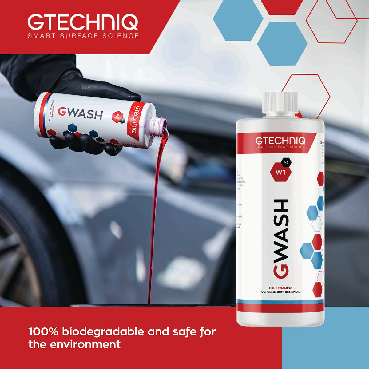 Gtechniq foam close-up on mitt showing thick lather that lifts dirt safely