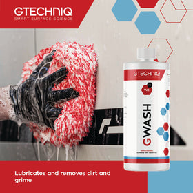 Gtechniq being used to wash car top-to-bottom, demonstrating safe cleaning technique