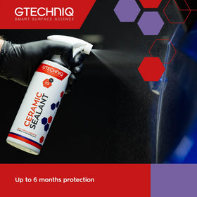 Gtechniq C2 treated panel with water beading illustrating hydrophobic protection