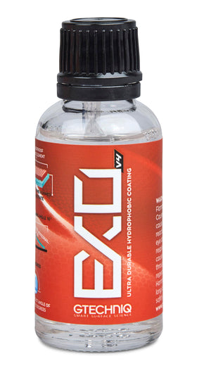 Gtechniq EXO Crystal front bottle showing label and size, highlighting professional finish