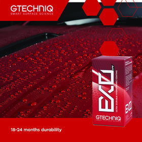 Gtechniq EXOv5 close-up water beading on paint illustrating superior hydrophobic benefit