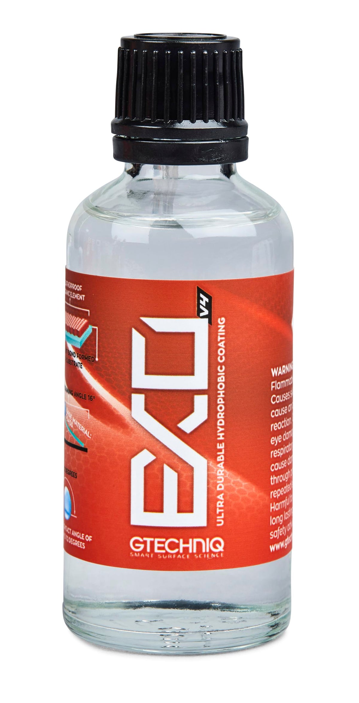 Gtechniq EXOv5 front bottle showing compact labeling and professional finish benefit