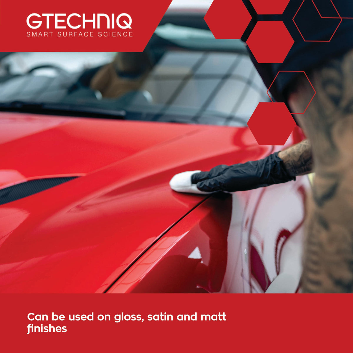 Close-up of Halo on vinyl wrap surface, showing enhanced slickness and protection