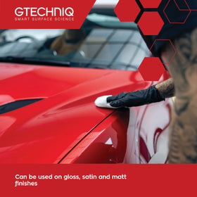 Close-up of Halo on vinyl wrap surface, showing enhanced slickness and protection