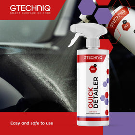 Gtechniq before and after car panel demonstrating removed marks and restored shine