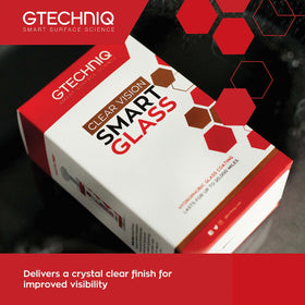 Gtechniq bottle beside glovebox items illustrating pocketable convenience