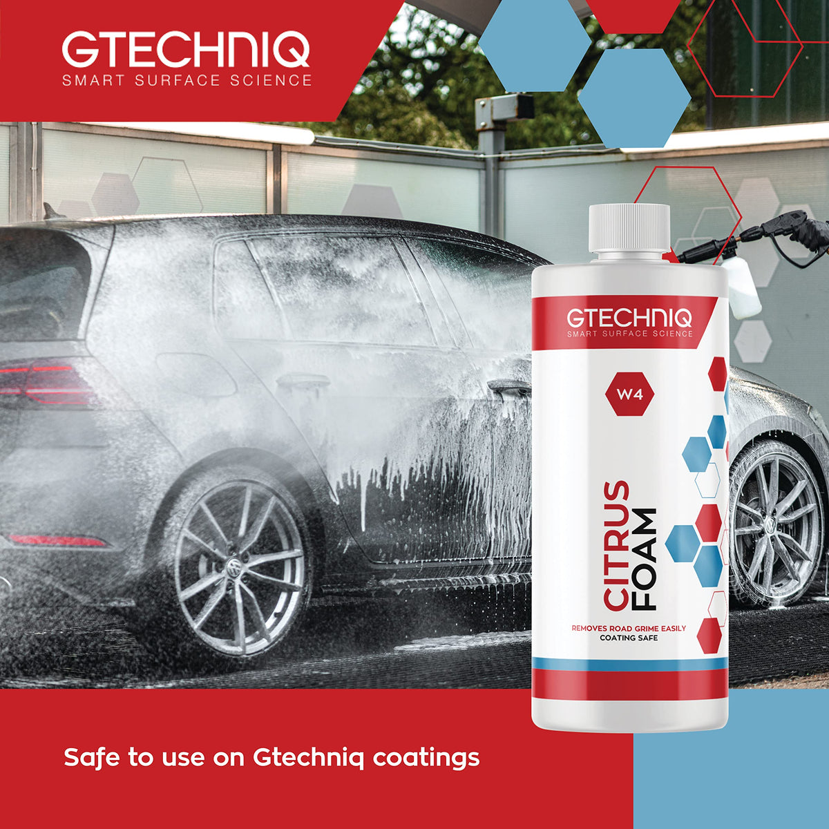 Gtechniq W4 thick foam clinging to car panel for easier cleaning