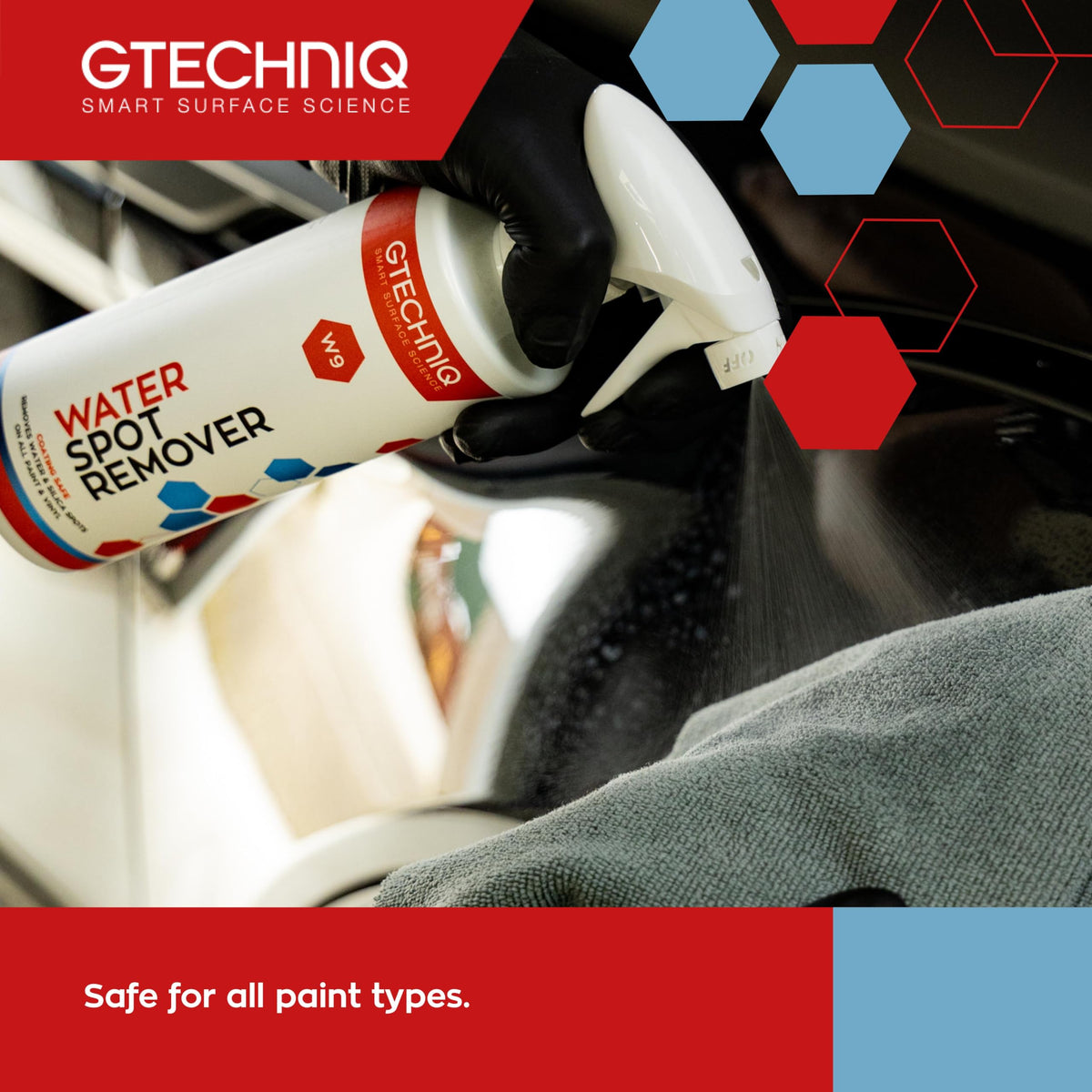 Gtechniq W9 bottle close-up highlighting nozzle and formula clarity