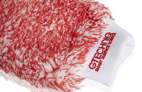 Gtechniq WM2 front view showing mitt shape and plush fibres for safe washing